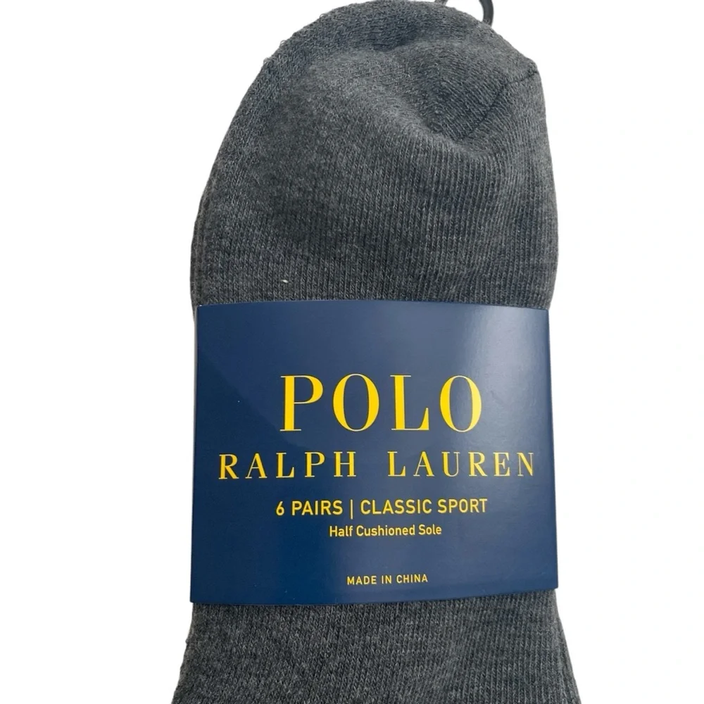 NEW! Polo Ralph Lauren Men’s 6 Pairs Classic Sport Half Cushioned Sole Socks